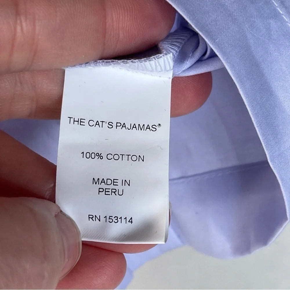 The Cat's Pajamas Pima Pajama Top Medium Periwinkle NWT